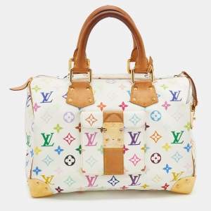 Pre Owned Louis Vuitton White Monogram Multicolore Canvas Speedy 30 Bag