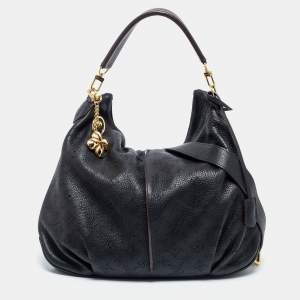 Pre Owned Louis Vuitton Black Monogram Mahina Leather Selene GM Bag