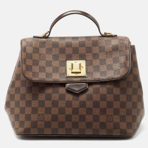 Pre Owned Louis Vuitton Damier Ebene Canvas and Leather Bergamo MM Bag