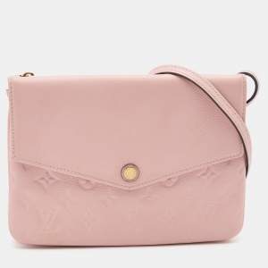 Pre Owned Louis Vuitton Pink Monogram Empreinte Leather Twice Bag