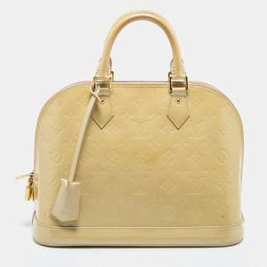 Pre Owned Louis Vuitton Blanc Corail Monogram Vernis Alma PM Bag