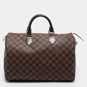 Pre Owned Louis Vuitton Damier Ebene Canvas Speedy 35 Bag