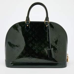 Pre Owned Louis Vuitton Vert Bronze Monogram Vernis Alma GM Bag