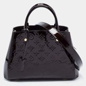 Pre Owned Louis Vuitton Amarante Monogram Vernis Montaigne BB Bag