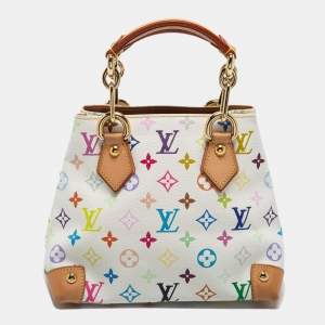 Pre Owned Louis Vuitton White Multicolor Monogram Canvas Audra Bag