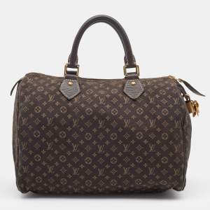 مملوكة مسبقًا Louis Vuitton Fusain Monogram Mini Lin Canvas Speedy 30 Bag