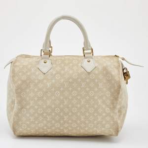 Pre Owned Louis Vuitton Dune Monogram Mini Lin Canvas Speedy 30 Bag
