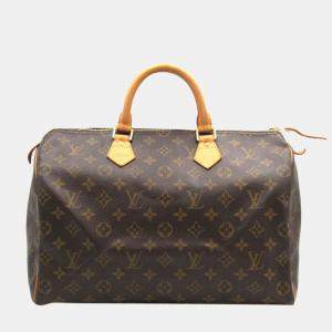 Louis Vuitton Brown Canvas Monogram Speedy 35 Satchel Bag 