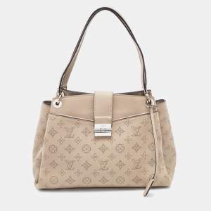 Pre Owned Louis Vuitton Galet Monogram Mahina Leather Sevres Bag