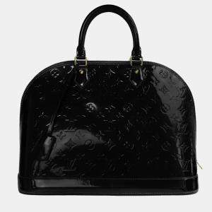 Pre Owned Louis Vuitton Black Monogram Vernis Alma GM Bag