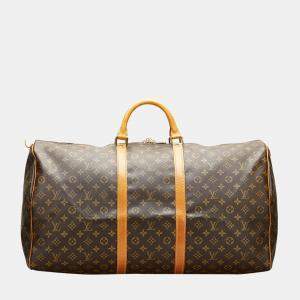 Louis Vuitton Brown Canvas Monogram Keepall 60 Duffel Bag 