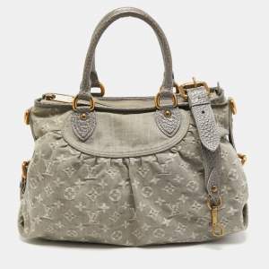 Pre Owned Louis Vuitton Monogram Denim Neo Cabby MM Bag
