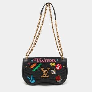 Pre Owned Louis Vuitton Black Leather New Wave Patches MM Bag