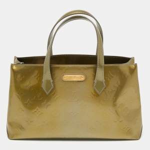 Pre Owned Louis Vuitton Vert Bronze Monogram Vernis Wilshire PM Bag