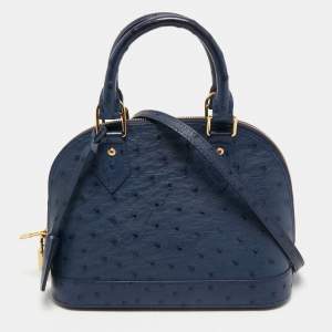 Pre Owned Louis Vuitton Indigo Ostrich Alma BB Bag