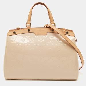 Pre Owned Louis Vuitton Rose Angelique Monogram Vernis Brea MM Bag