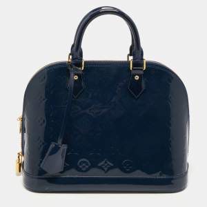 Pre Owned Louis Vuitton Grand Blue Monogram Vernis Alma PM Bag