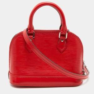 Pre Owned Louis Vuitton Red Epi Leather Alma Nano Bag 