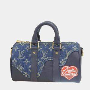 Louis Vuitton X Nigo Blue Monogram Denim and Taurillon Leather Keepall Bandouliere XS Bag