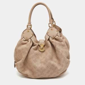 Pre Owned Louis Vuitton Beige Monogram Mahina Leather L Bag