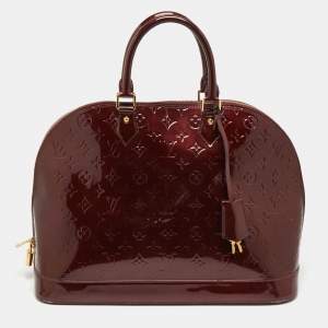 Pre Owned Louis Vuitton Rouge Fauviste Monogram Vernis Alma GM Bag