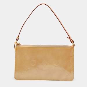 Pre Owned Louis Vuitton Beige Monogram Vernis Lexington Pochette Bag