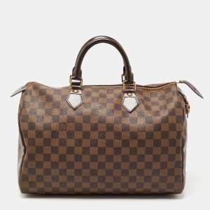 Pre Owned Louis Vuitton Damier Ebene Canvas Speedy 35 Bag