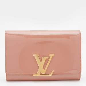 Pre Owned Louis Vuitton Rose Velours Patent Leather Louise Clutch