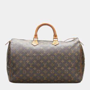 Louis Vuitton Brown Monogram Canvas Speedy 40 Satchel Bag 