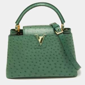 Louis Vuitton Green Ostrich Capucines PM Bag