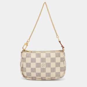 Pre Owned Louis Vuitton Damier Azur Canvas Mini Pochette Clutch