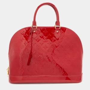 Pre Owned Louis Vuitton Pomme D’amour Monogram Vernis Alma MM Bag