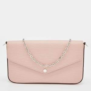 Pre Owned Louis Vuitton Rose Ballerine Epi Leather Pochette Felicie Bag