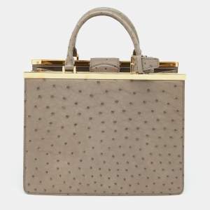 Pre Owned Louis Vuitton Taupe Ostrich Deesse PM Bag