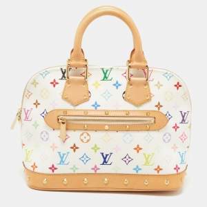 Pre Owned Louis Vuitton White/Multicolor Monogram Canvas Alma PM Bag
