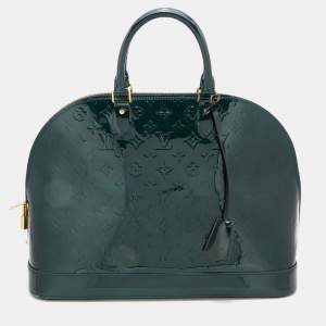 Pre Owned Louis Vuitton Vert Bronze Monogram Vernis Alma GM Bag