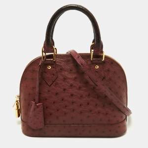 Pre Owned Louis Vuitton Burgundy Ostrich Alma BB Bag