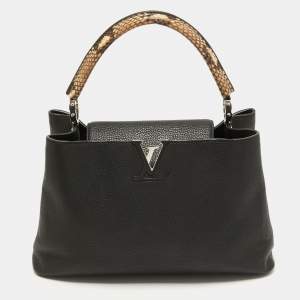 Pre Owned Louis Vuitton Black Taurillon Leather Capucines MM Bag