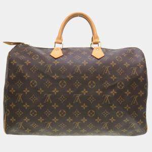 Pre Owned Louis Vuitton Brown Monogram Canvas Speedy 40 Top Handle Bag