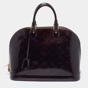 Pre Owned Louis Vuitton Amarante Monogram Vernis Alma GM Bag