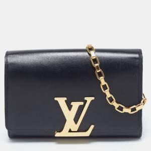Louis Vuitton Black Leather Louise Chain Clutch