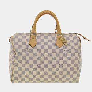 Louis Vuitton White Damier Azur Canvas Speedy 30 Top Handle Bag