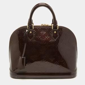 Pre Owned Louis Vuitton Amarante Monogram Vernis  Alma PM Bag