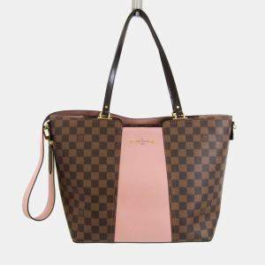 Pre Owned Louis Vuitton Brown Damier Ebene Canvas and Leather Jersey Magnolia Tote Bag
