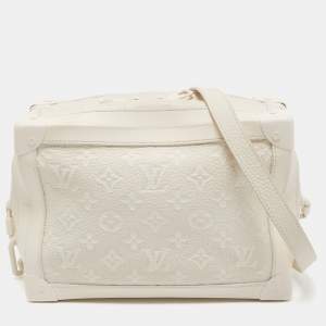Pre Owned Louis Vuitton White Monogram Leather Legacy Soft Trunk Bag