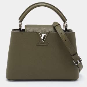 Pre Owned Louis Vuitton Green Taurillon Leather Capucines BB Bag