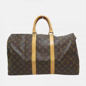 Louis Vuitton Brown Canvas Monogram Keepall 45 Duffel Bag