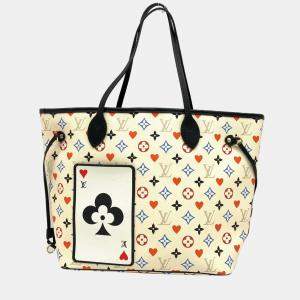 Louis Vuitton White Monogram Canvas Game On Neverfull MM Tote Bag