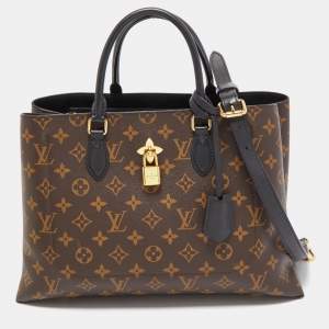 Pre Owned Louis Vuitton Black Monogram Canvas Flower Tote