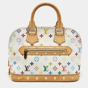 Pre Owned Louis Vuitton White Multicolor Monogram Canvas Alma PM Bag